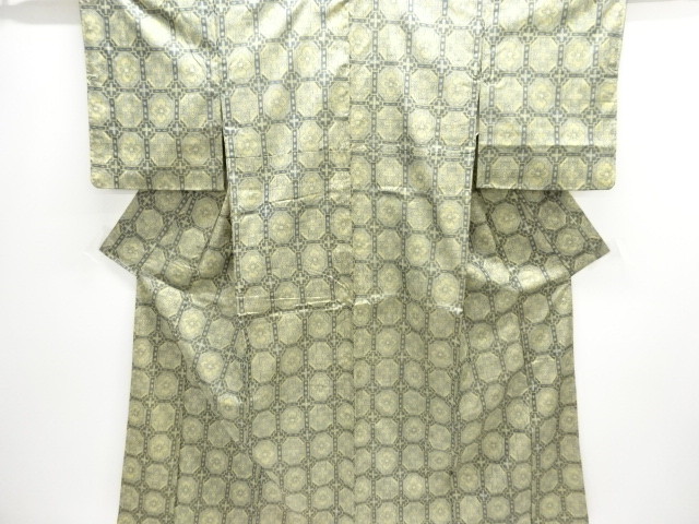 JAPANESE KIMONO / OMESHI / NISHIJIN-ORI / WOVEN ABSTRACT GRID